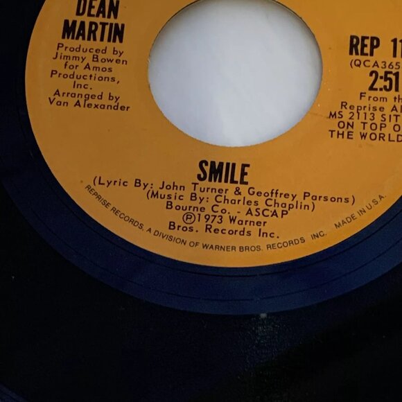Dean Martin Smile (7 Vinyl, 45 RPM, 1973) Reprise REP 1166 VG Get On With Your - Picture 6 of 11